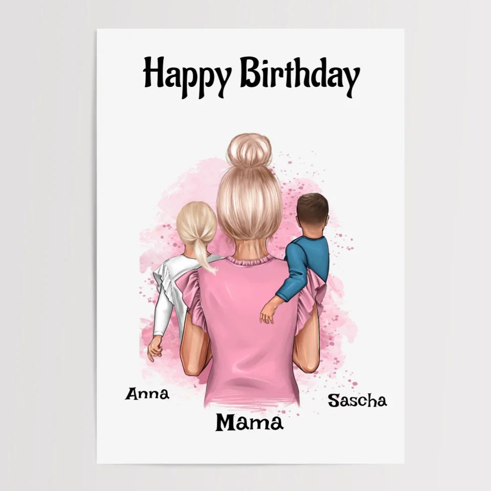 Mama Geburtstagsgeschenk Poster mit Kinder - Cantty