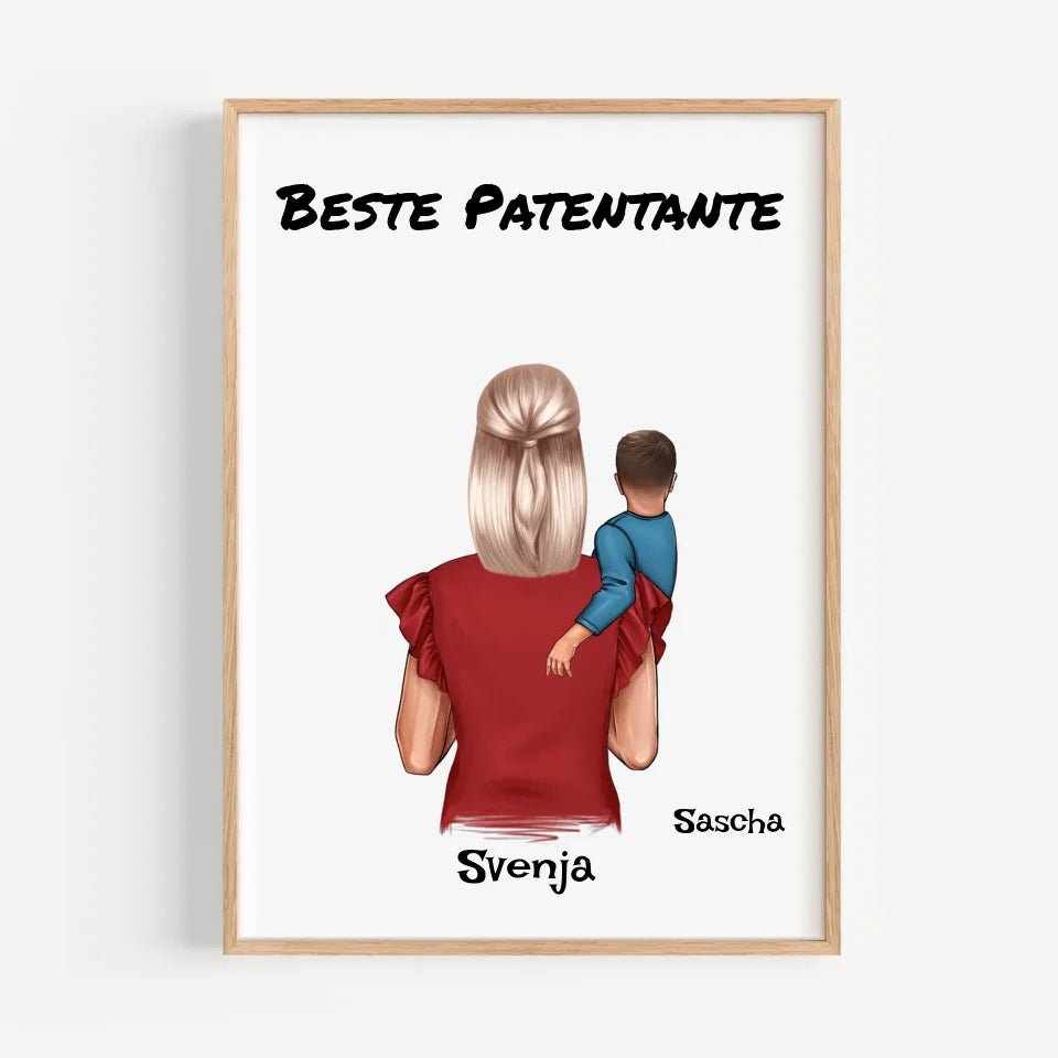 Geschenk Poster Patentante und kleiner Junge - Cantty