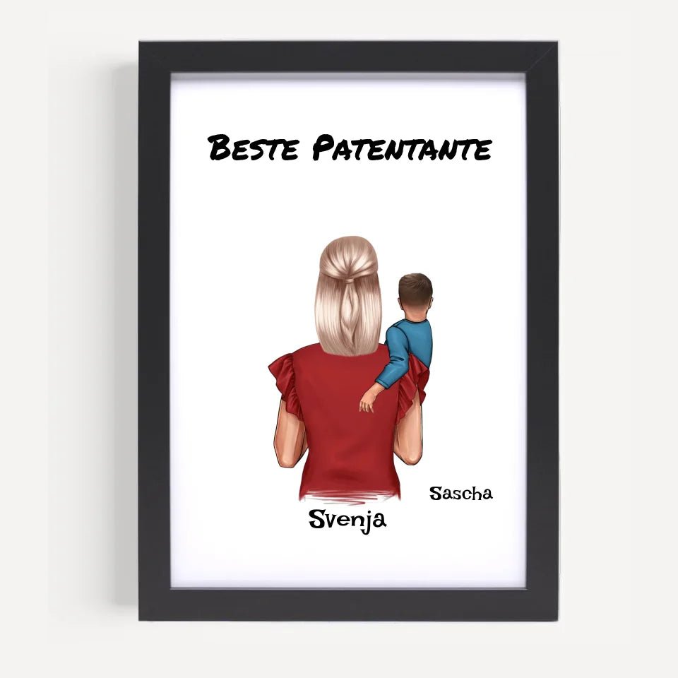 Geschenk Poster Patentante und kleiner Junge - Cantty