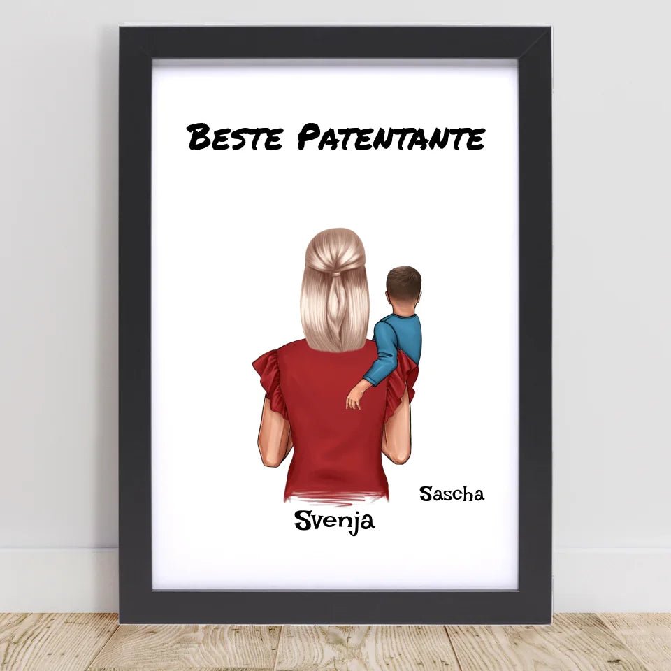 Geschenk Poster Patentante und kleiner Junge - Cantty
