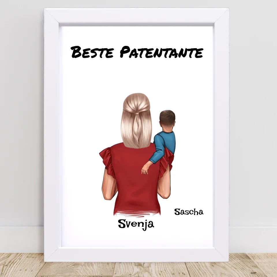 Geschenk Poster Patentante und kleiner Junge - Cantty