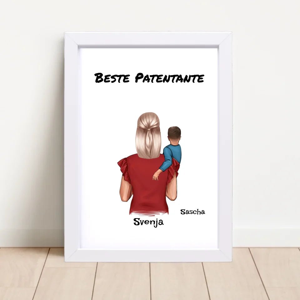 Geschenk Poster Patentante und kleiner Junge - Cantty