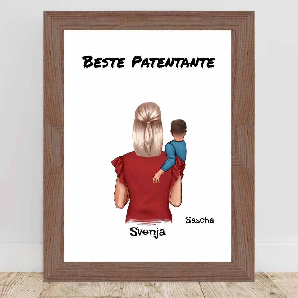 Geschenk Poster Patentante und kleiner Junge - Cantty