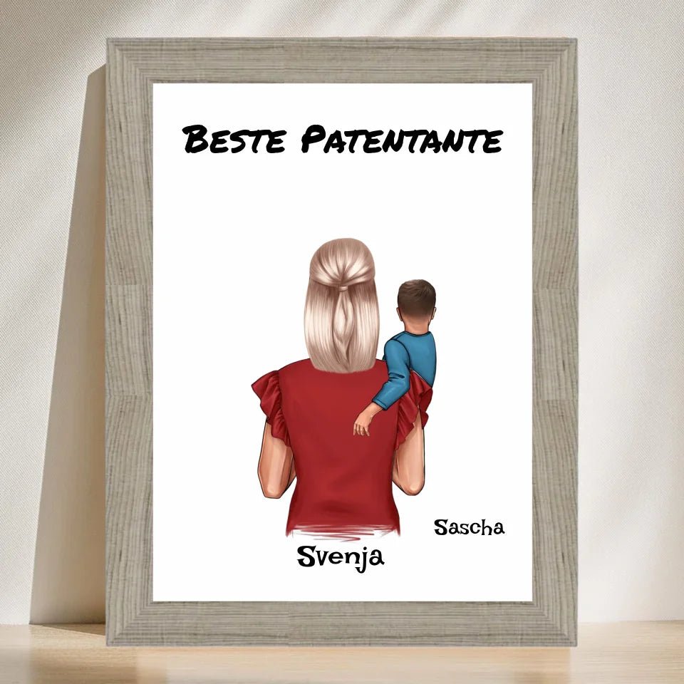 Geschenk Poster Patentante und kleiner Junge - Cantty