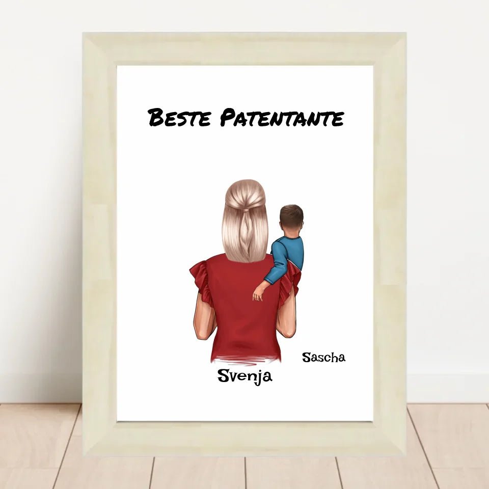 Geschenk Poster Patentante und kleiner Junge - Cantty