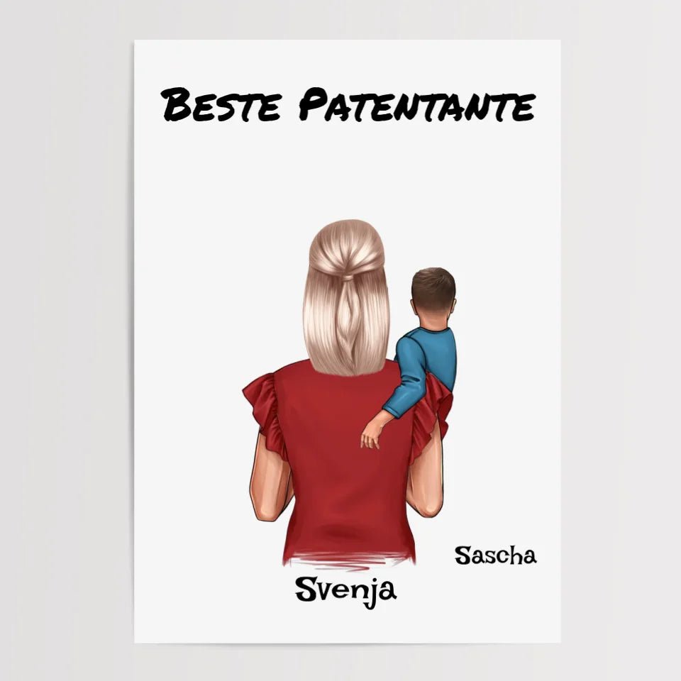 Geschenk Poster Patentante und kleiner Junge - Cantty