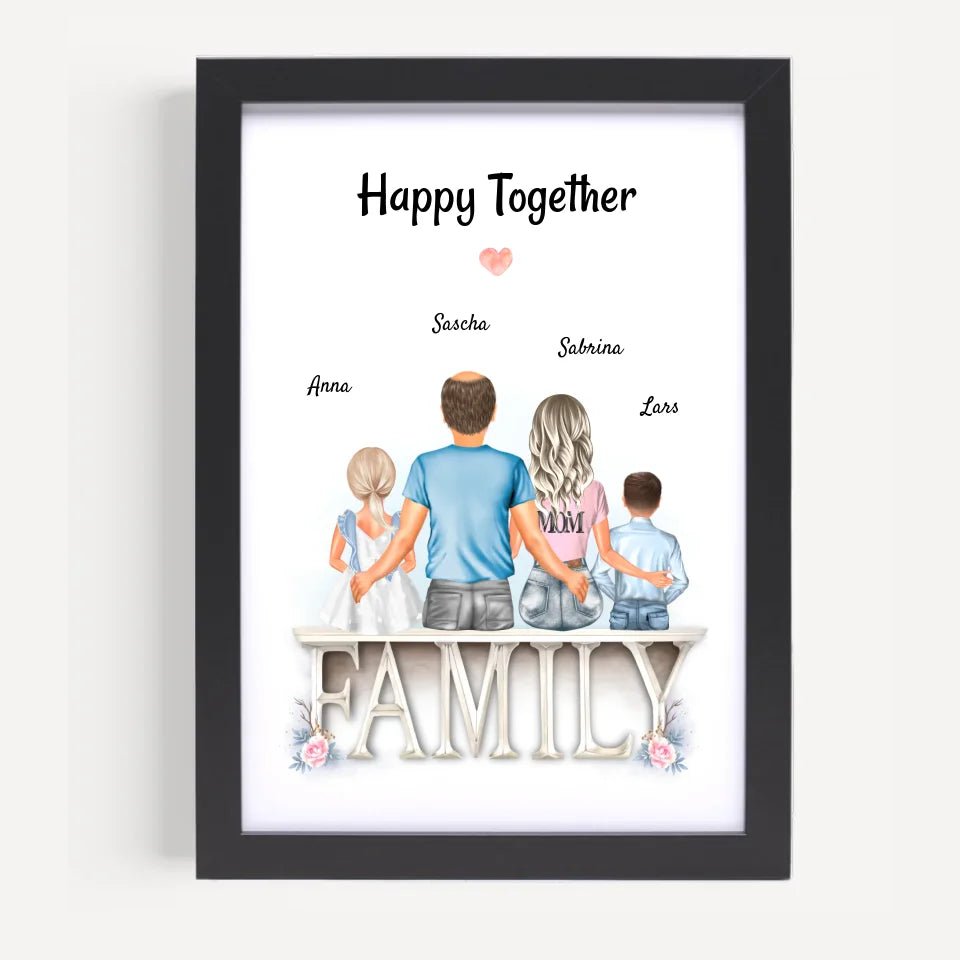 Familie Bild Eltern und 2 Kinder Geschenk personalisiert - Cantty