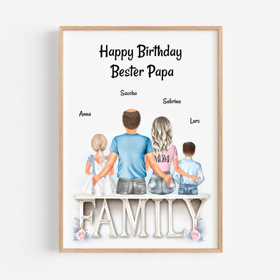 Papa Bild mit Familie Geburtstagsgeschenk personalisiert - Cantty
