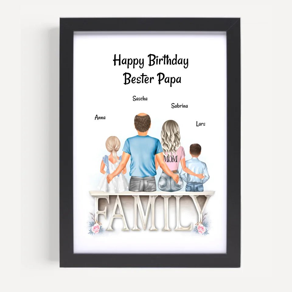 Papa Bild mit Familie Geburtstagsgeschenk personalisiert - Cantty