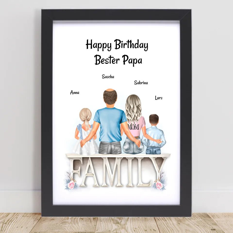 Papa Bild mit Familie Geburtstagsgeschenk personalisiert - Cantty