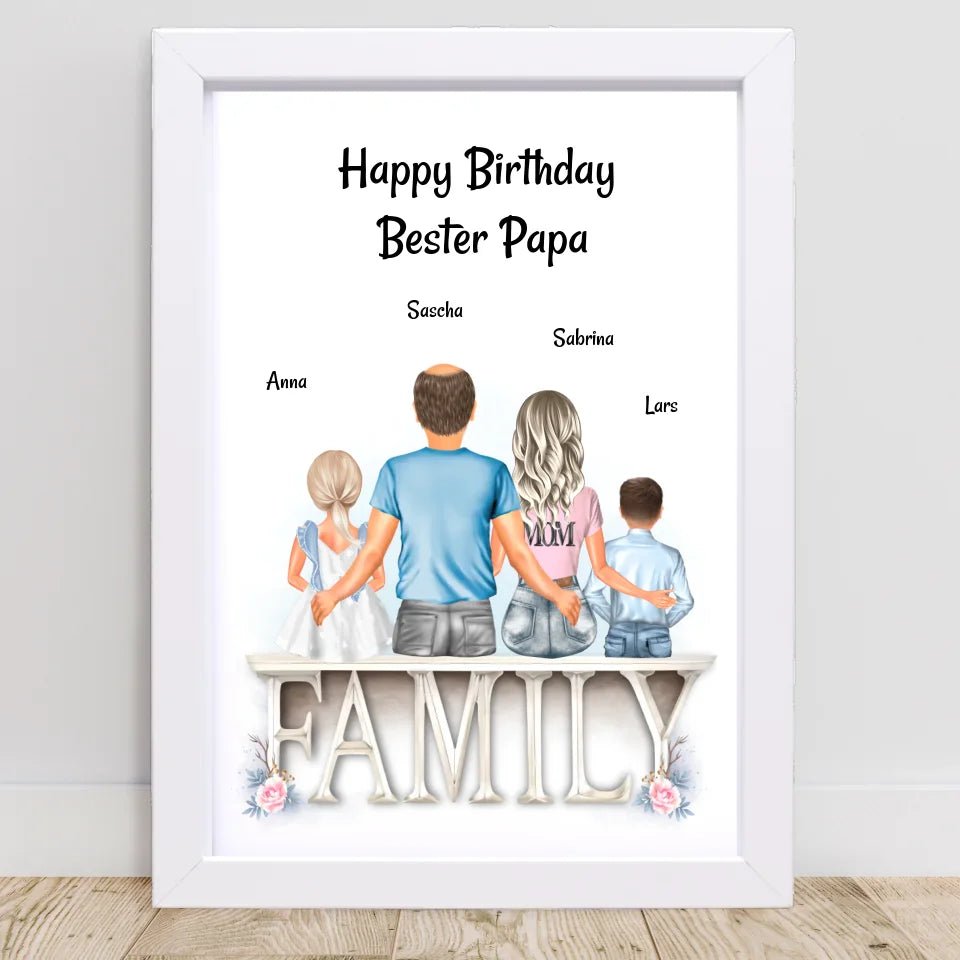 Papa Bild mit Familie Geburtstagsgeschenk personalisiert - Cantty