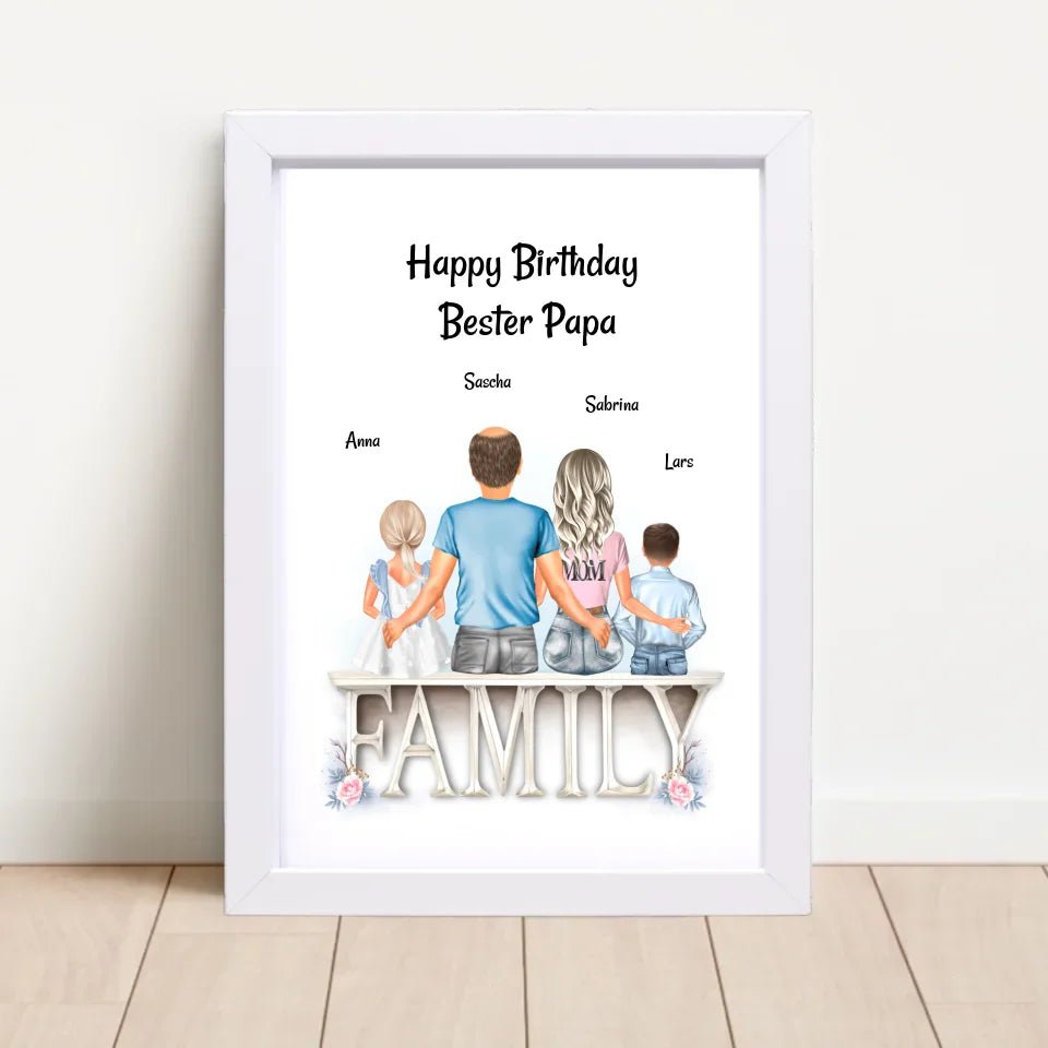 Papa Bild mit Familie Geburtstagsgeschenk personalisiert - Cantty