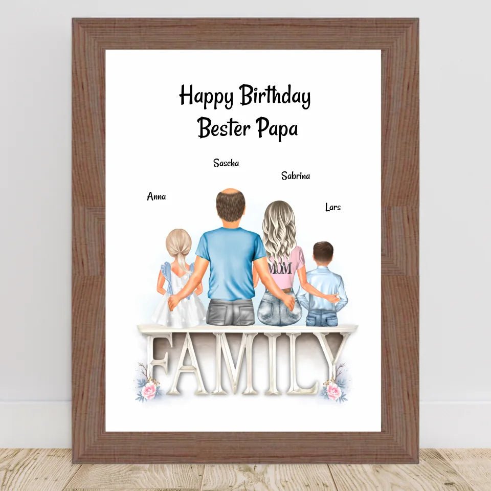 Papa Bild mit Familie Geburtstagsgeschenk personalisiert - Cantty