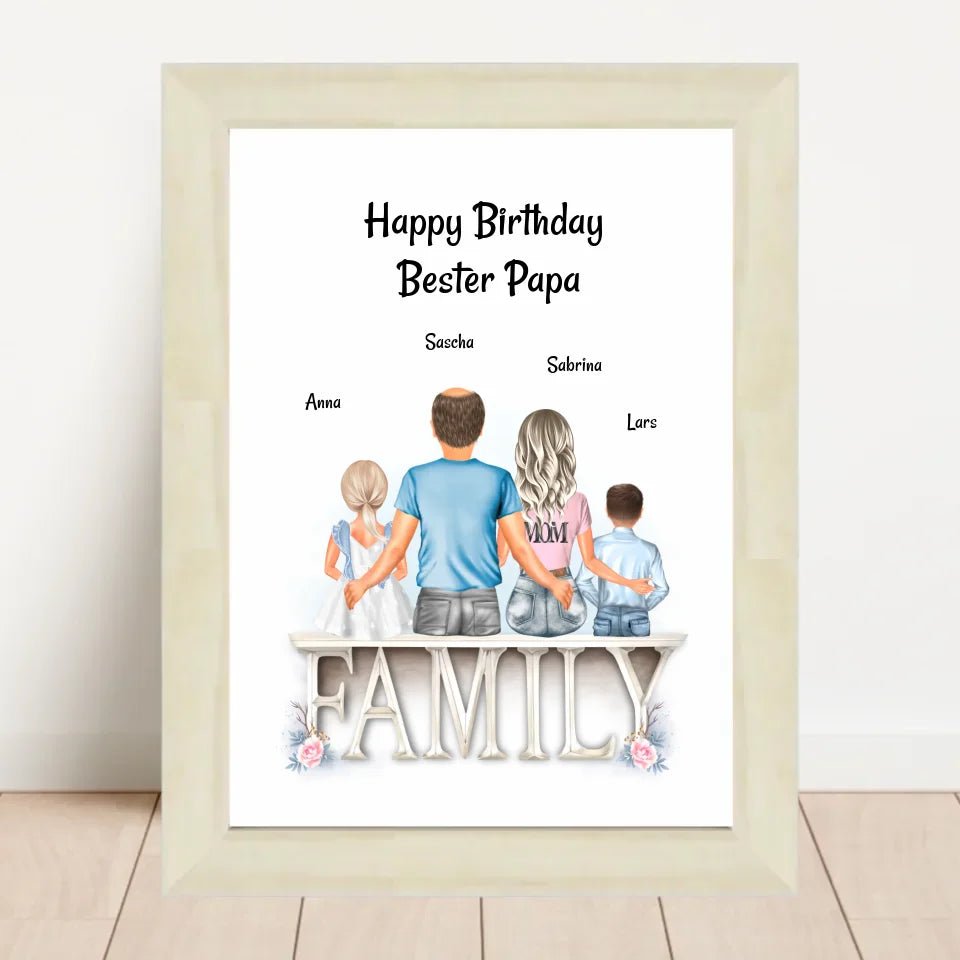 Papa Bild mit Familie Geburtstagsgeschenk personalisiert - Cantty