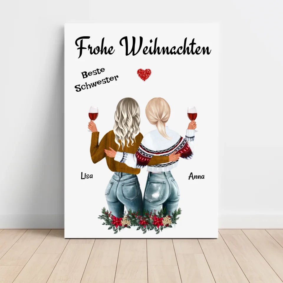 Große & Kleine Schwester Poster Weihnachtsgeschenk - Cantty