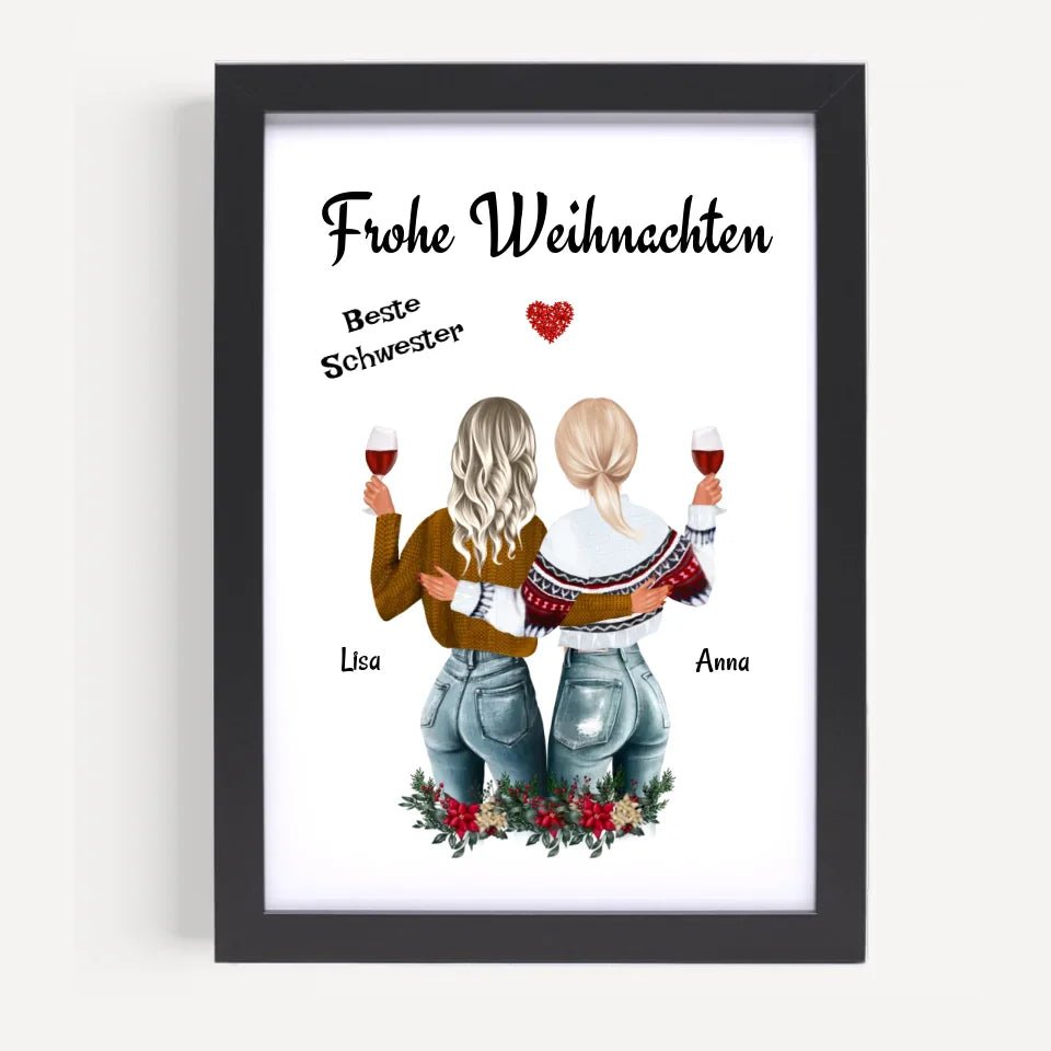 Große & Kleine Schwester Poster Weihnachtsgeschenk - Cantty