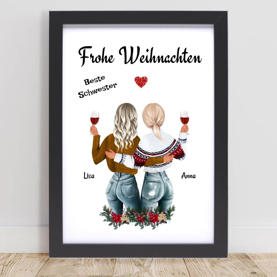 Große & Kleine Schwester Poster Weihnachtsgeschenk - Cantty