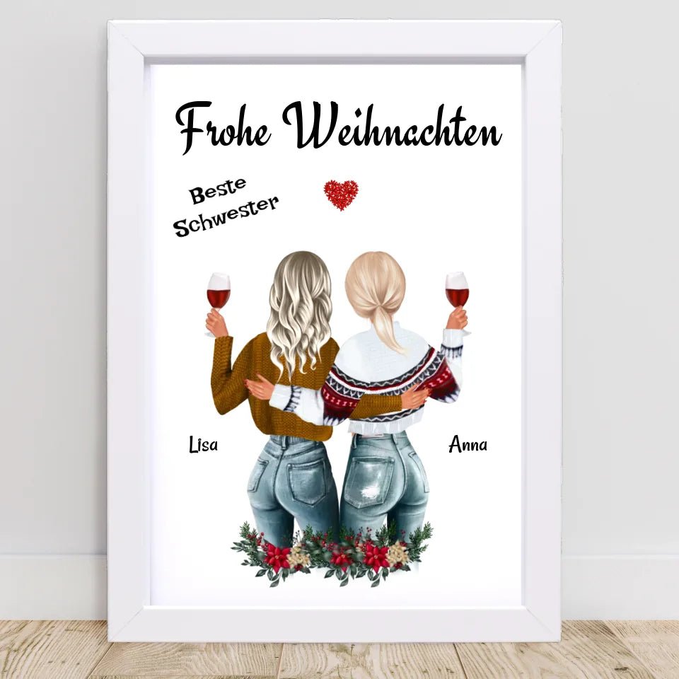 Große & Kleine Schwester Poster Weihnachtsgeschenk - Cantty