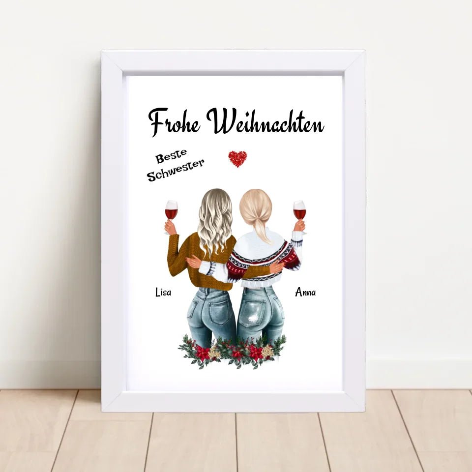 Große & Kleine Schwester Poster Weihnachtsgeschenk - Cantty