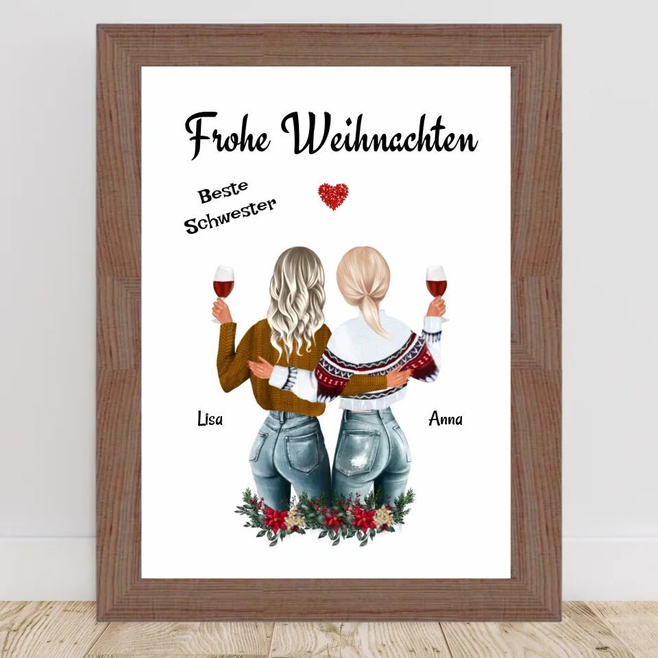 Große & Kleine Schwester Poster Weihnachtsgeschenk - Cantty