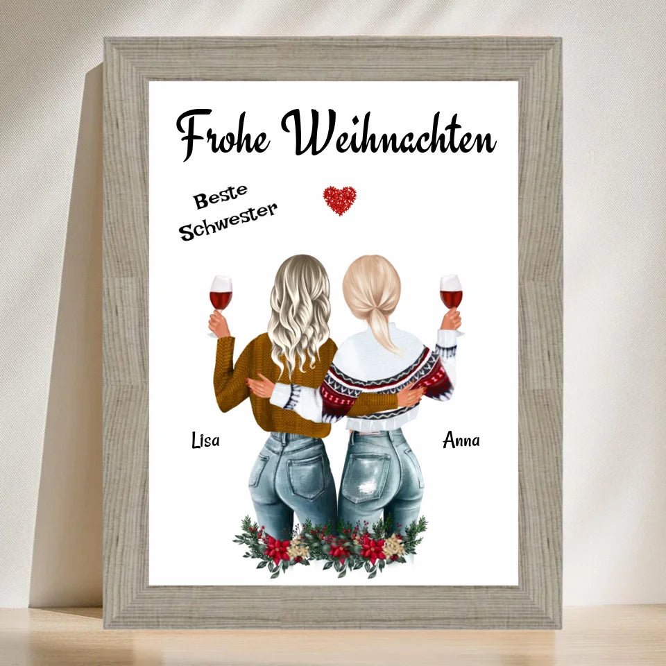 Große & Kleine Schwester Poster Weihnachtsgeschenk - Cantty