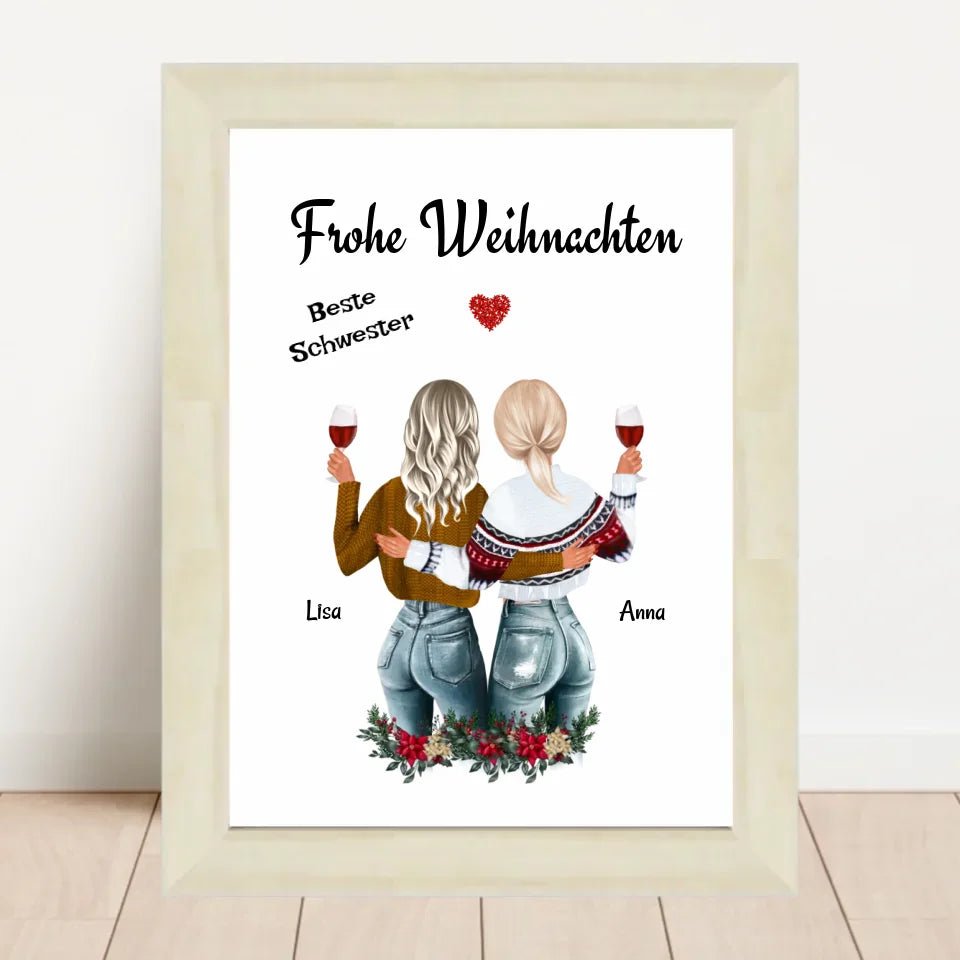 Große & Kleine Schwester Poster Weihnachtsgeschenk - Cantty