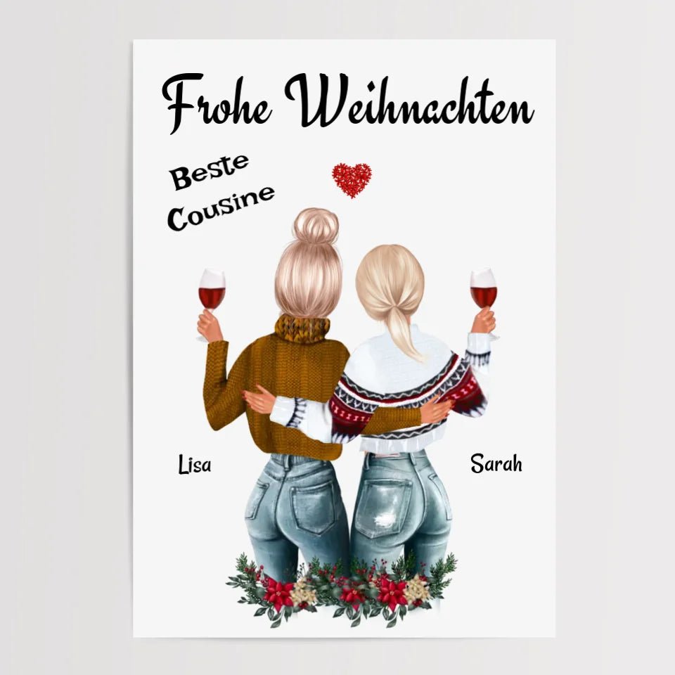 Cousine Poster Weihnachtsgeschenk personalisiert - Cantty