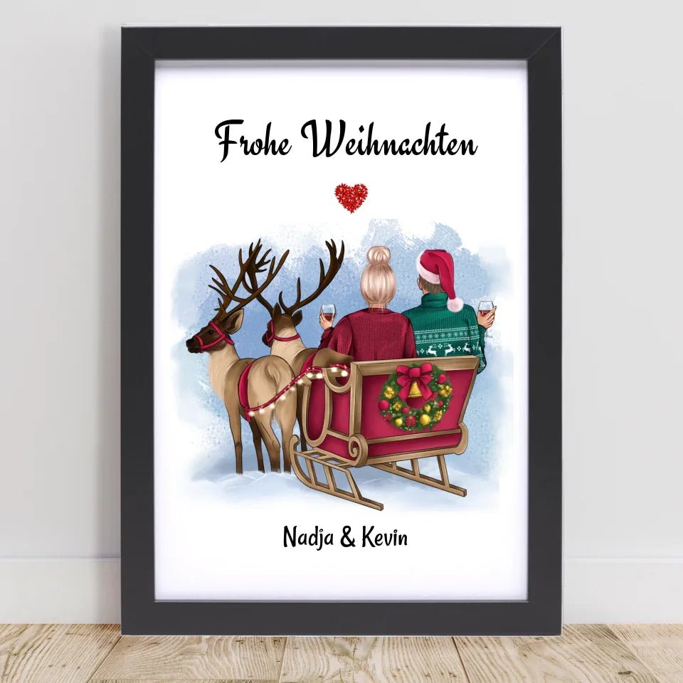 Paar Poster Weihnachtsgeschenk personalisiert - Cantty
