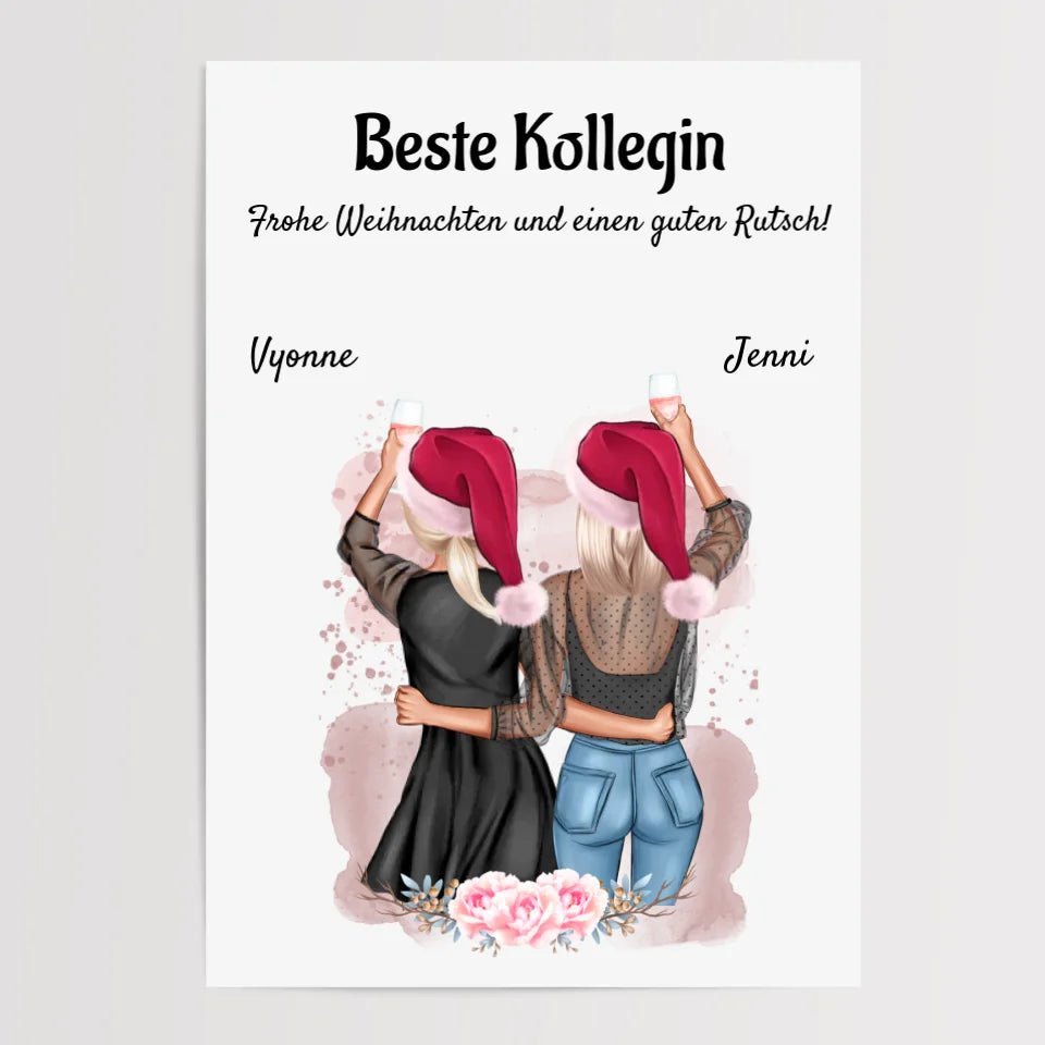 Kollegin Weihnachtsgeschenk Bild personalisiert - Cantty