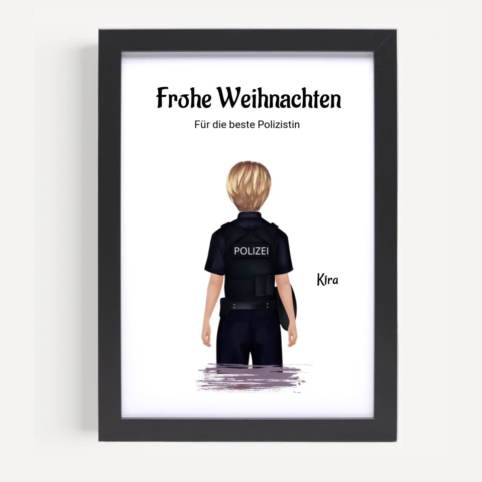 Polizistin Weihnachtsgeschenk Bild personalisiert - Cantty