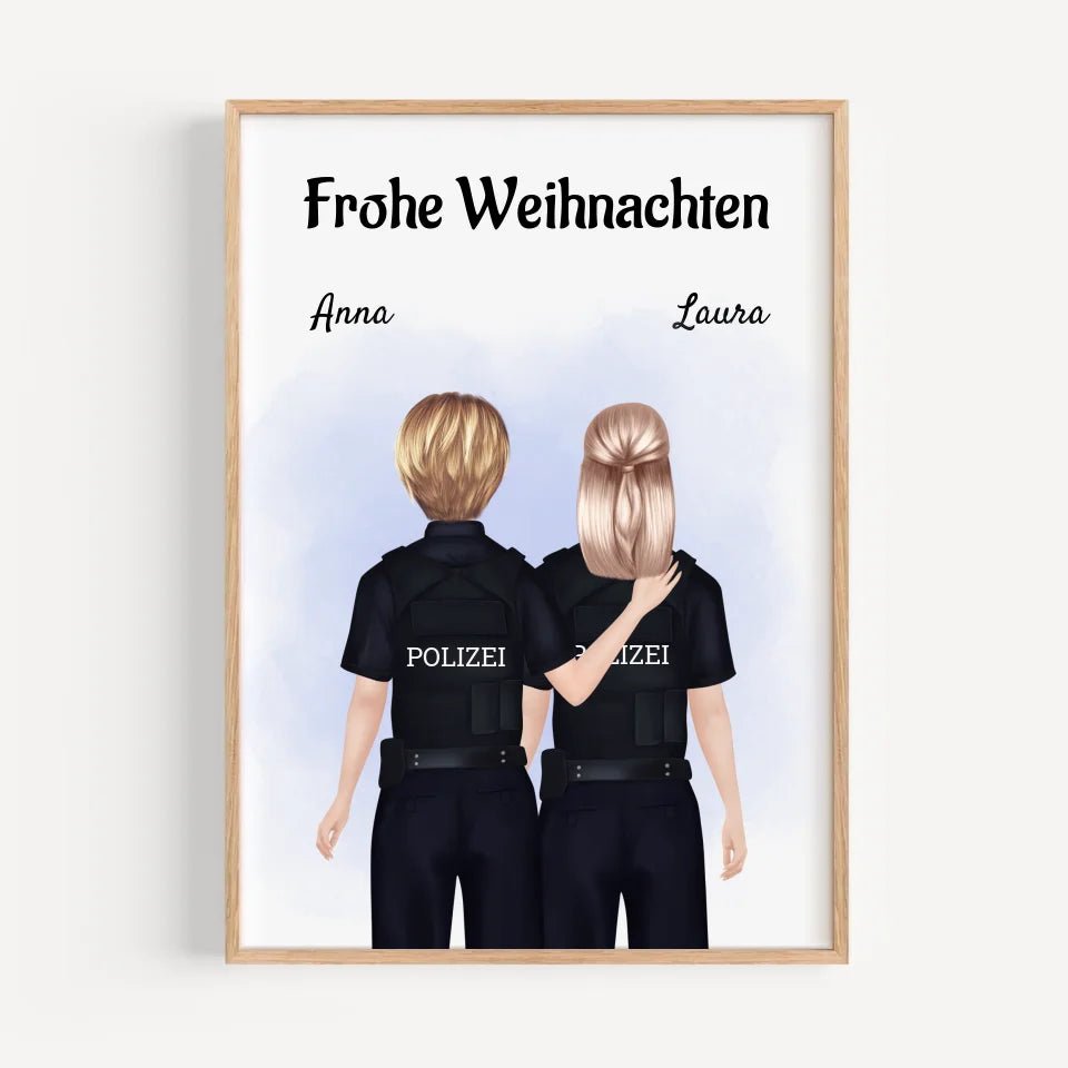 Polizistinnen Kollegin Bild Geschenk Weihnachten personalisiert - Cantty