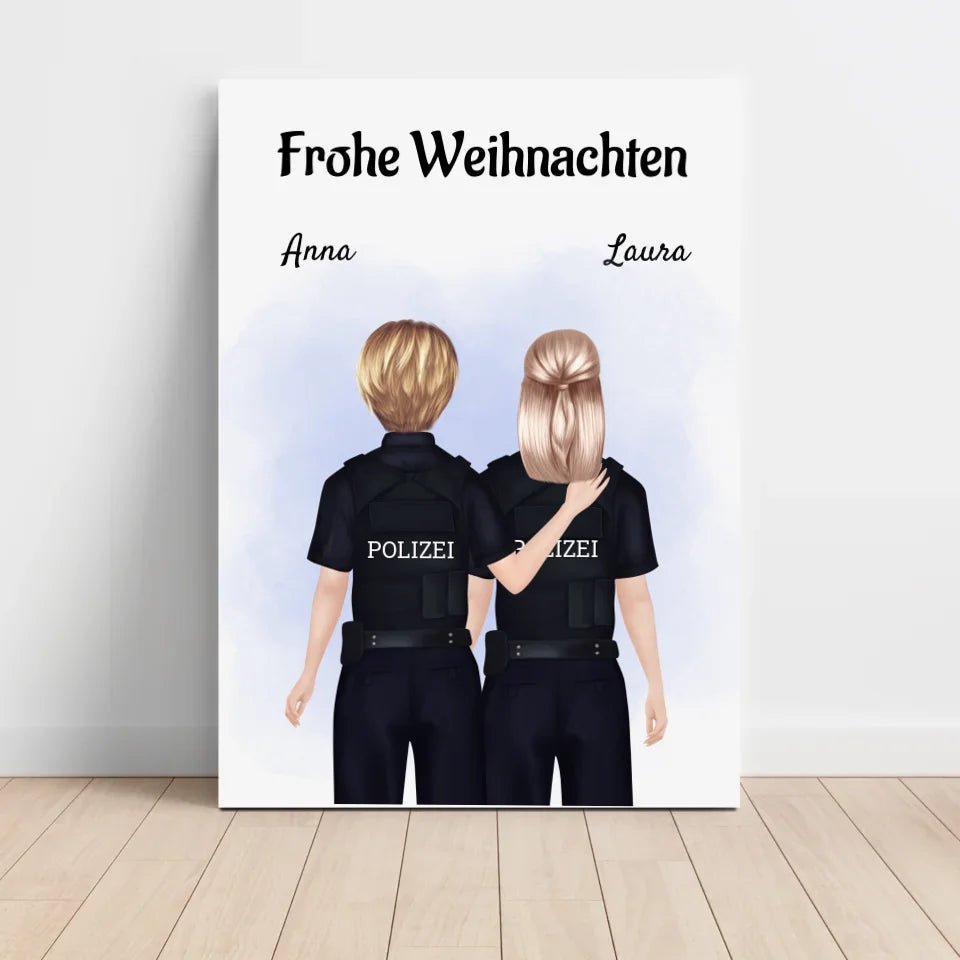 Polizistinnen Kollegin Bild Geschenk Weihnachten personalisiert - Cantty