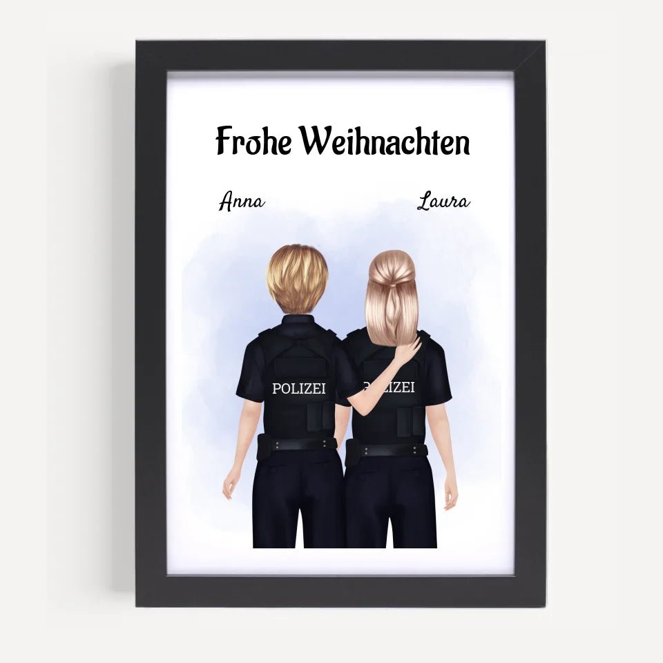 Polizistinnen Kollegin Bild Geschenk Weihnachten personalisiert - Cantty