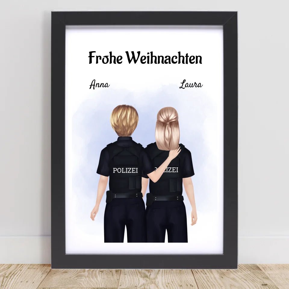 Polizistinnen Kollegin Bild Geschenk Weihnachten personalisiert - Cantty