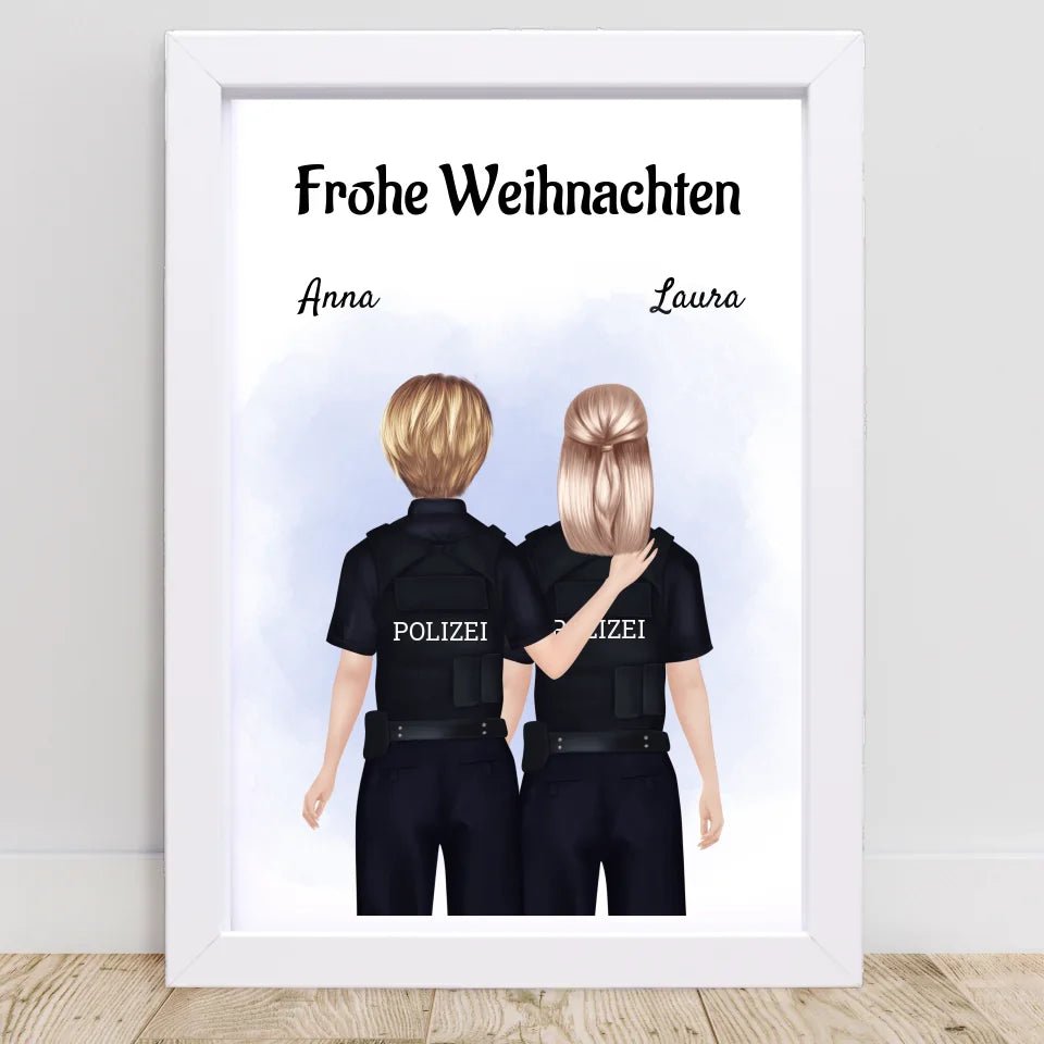 Polizistinnen Kollegin Bild Geschenk Weihnachten personalisiert - Cantty