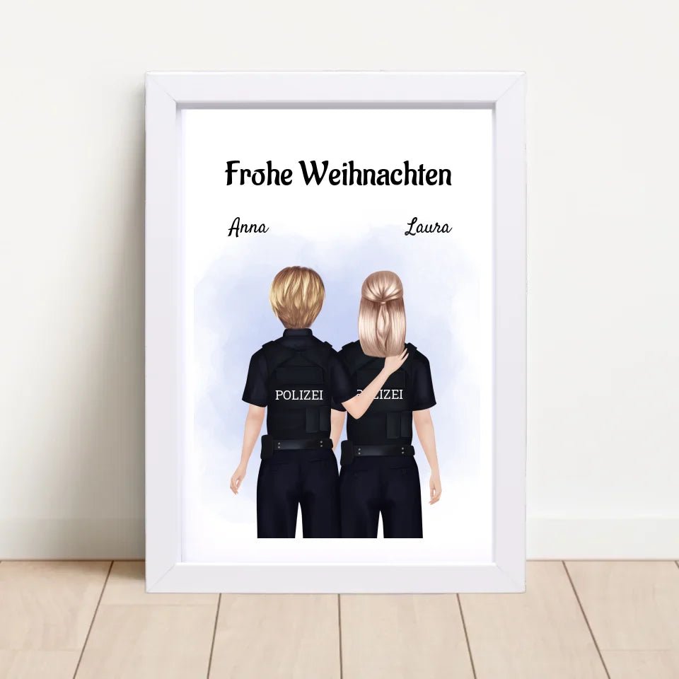 Polizistinnen Kollegin Bild Geschenk Weihnachten personalisiert - Cantty