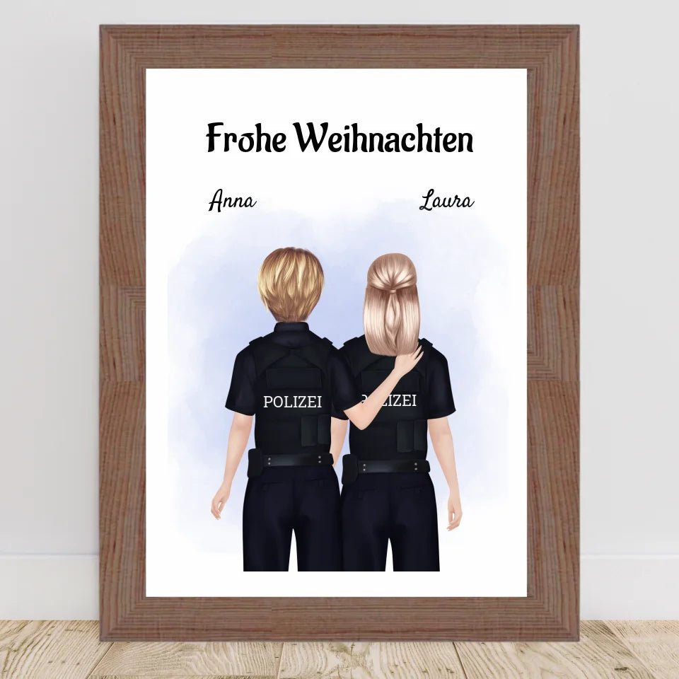 Polizistinnen Kollegin Bild Geschenk Weihnachten personalisiert - Cantty