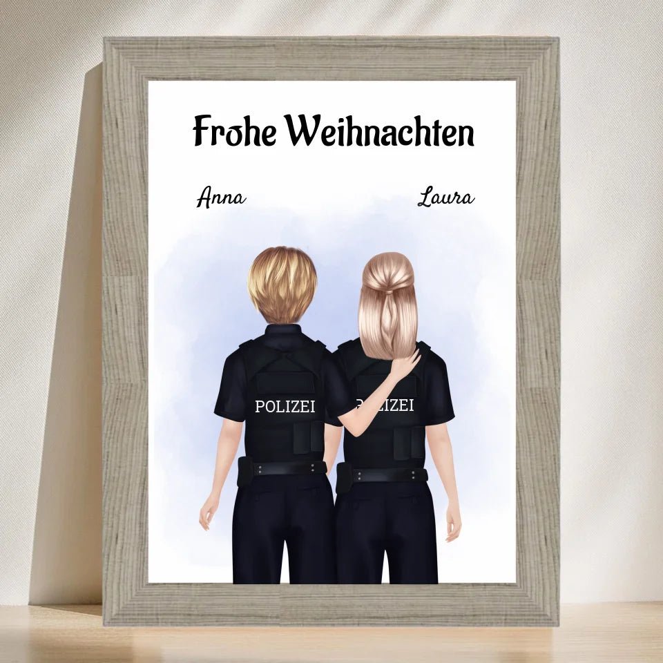 Polizistinnen Kollegin Bild Geschenk Weihnachten personalisiert - Cantty