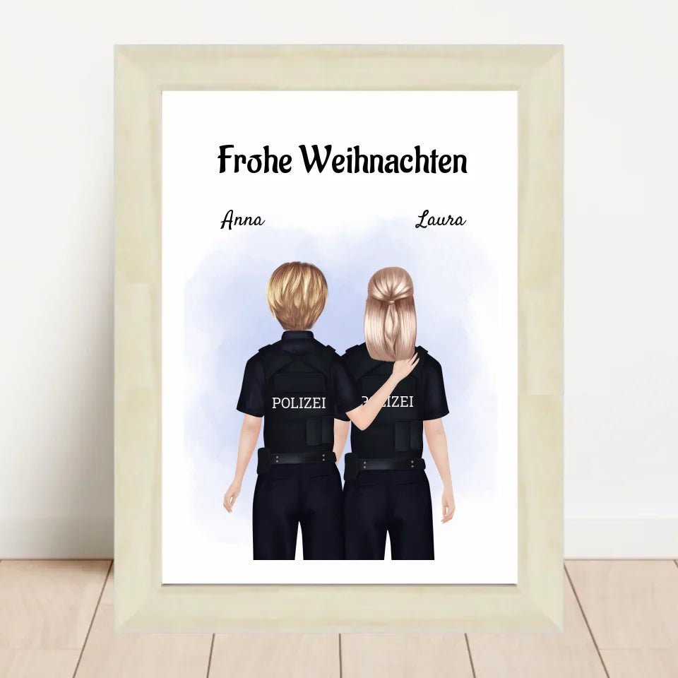 Polizistinnen Kollegin Bild Geschenk Weihnachten personalisiert - Cantty