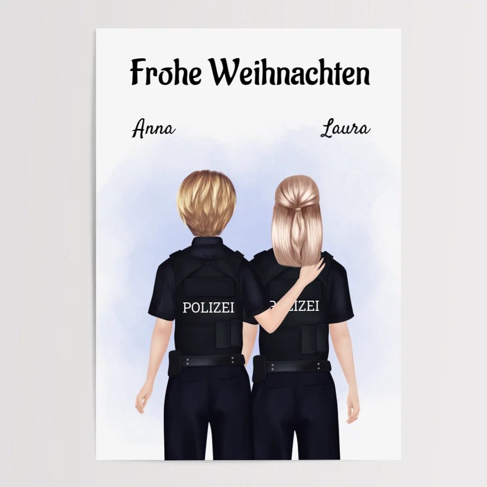 Polizistinnen Kollegin Bild Geschenk Weihnachten personalisiert - Cantty