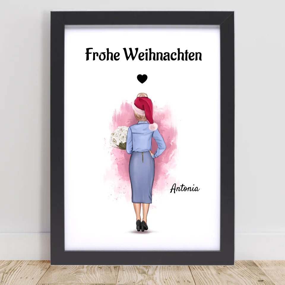 Personalisiertes Bild Weihnachtsgeschenk Chefin - Cantty