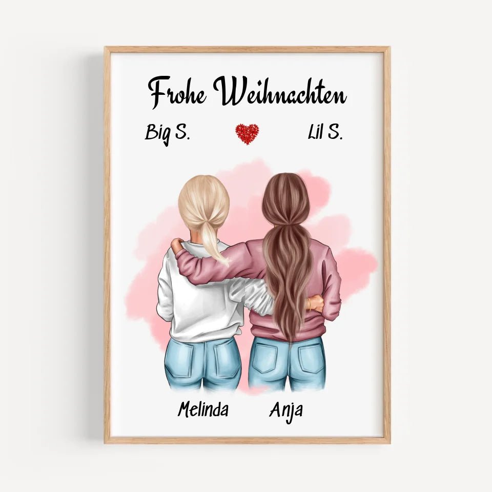 Schwesterherz Bild Geschenk Weihnachten personalisiert - Cantty