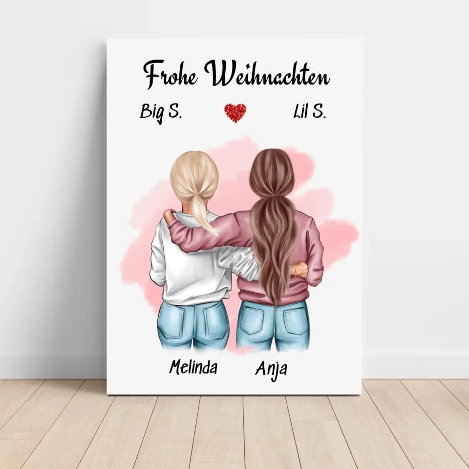 Schwesterherz Bild Geschenk Weihnachten personalisiert - Cantty