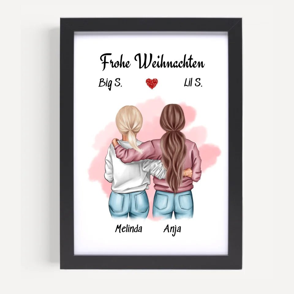 Schwesterherz Bild Geschenk Weihnachten personalisiert - Cantty