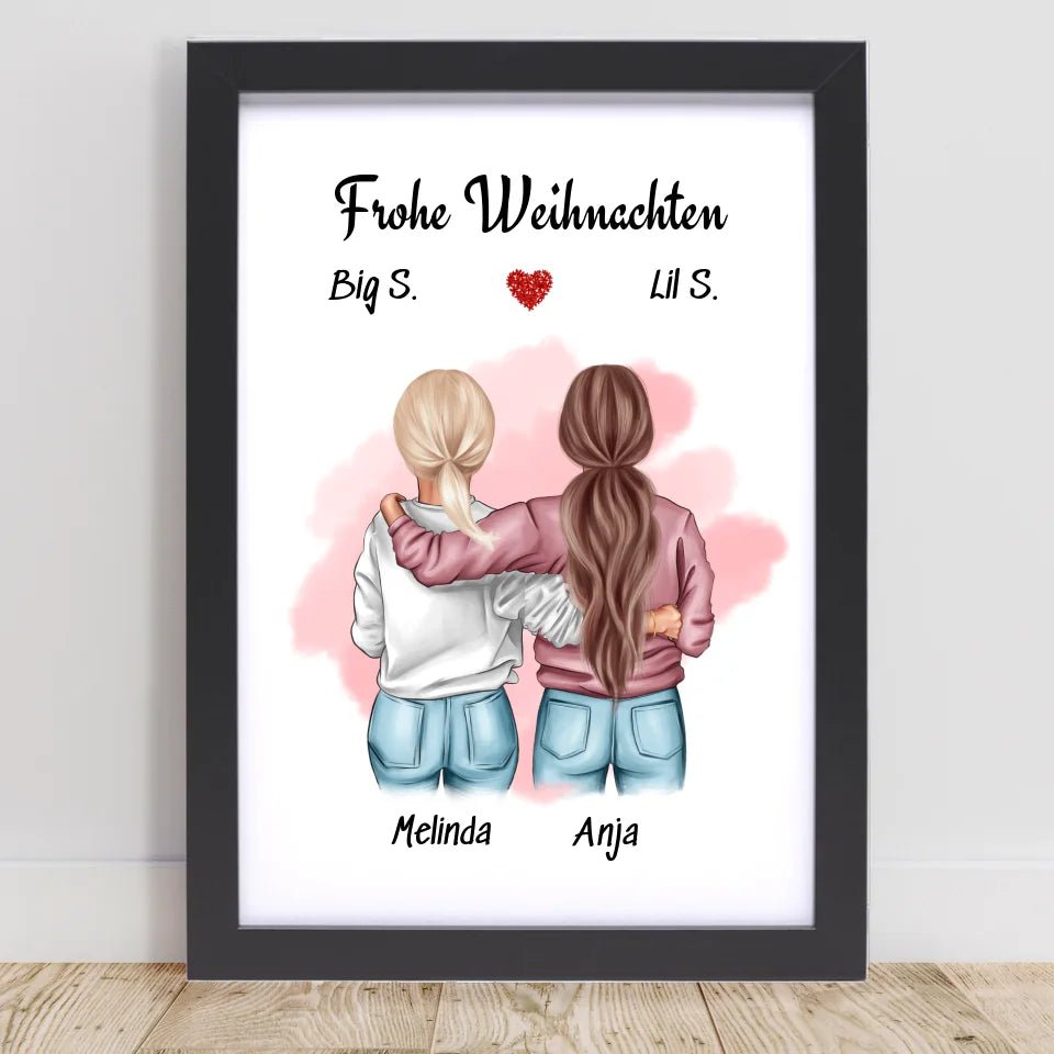 Schwesterherz Bild Geschenk Weihnachten personalisiert - Cantty