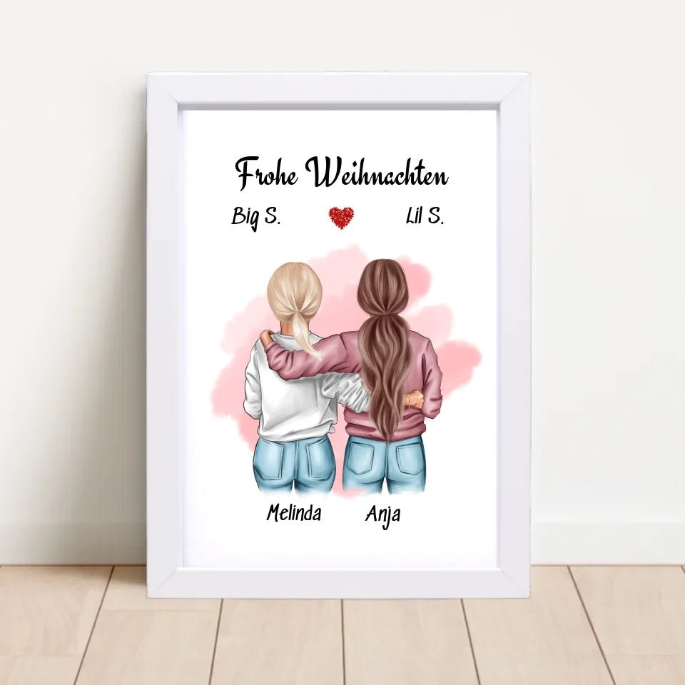 Schwesterherz Bild Geschenk Weihnachten personalisiert - Cantty