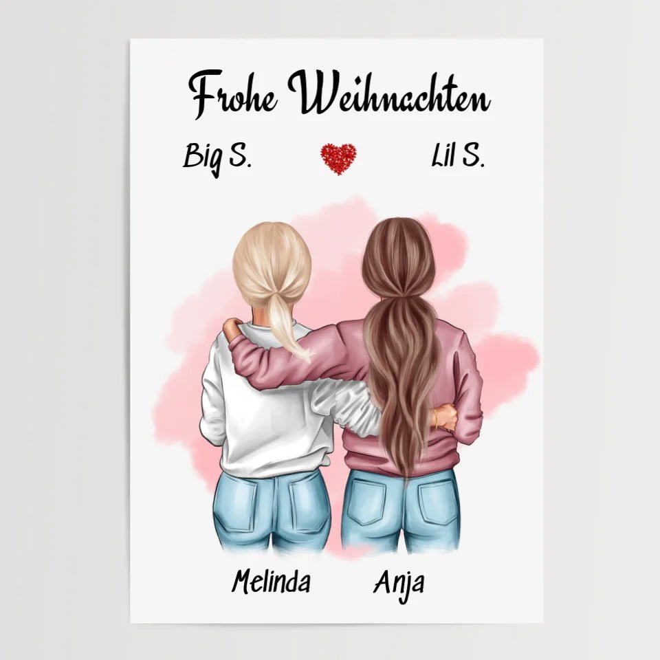 Schwesterherz Bild Geschenk Weihnachten personalisiert - Cantty