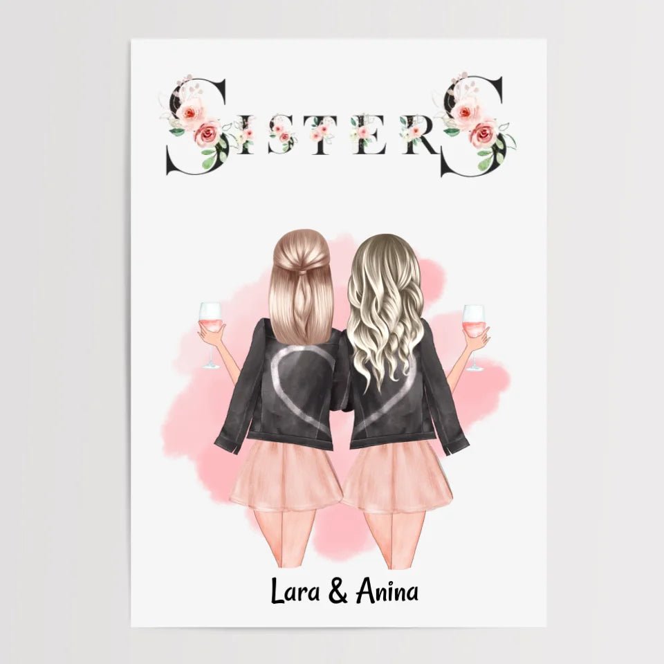 Sisters Poster Weihnachtsgeschenk individualisiert - Cantty
