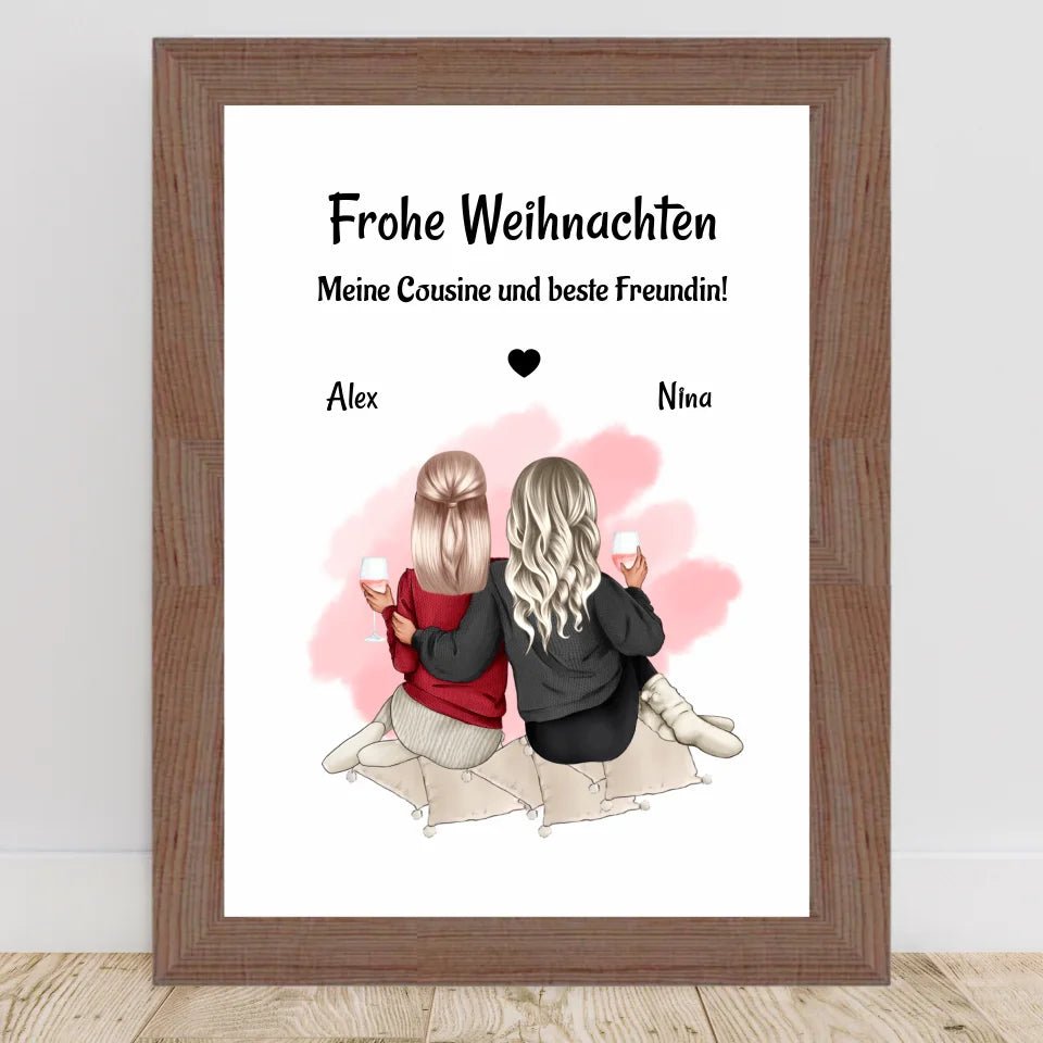 Personalisiertes Weihnachtsgeschenk Poster für Cousine - Cantty