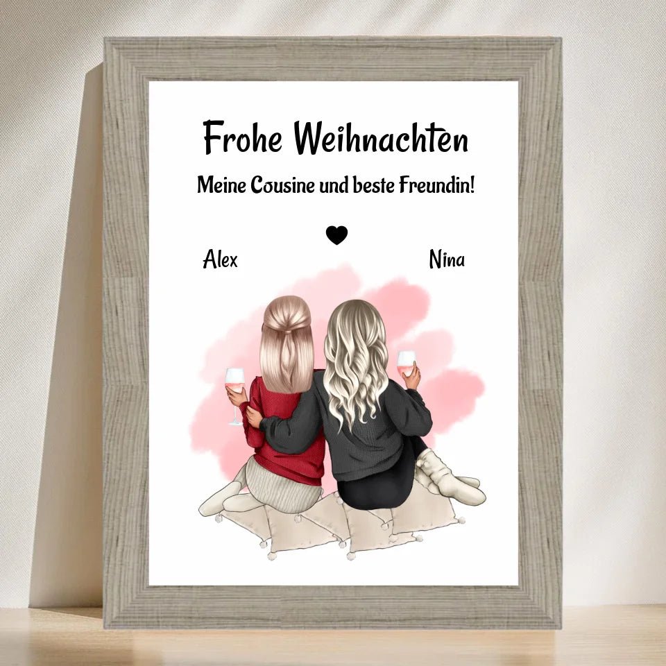 Personalisiertes Weihnachtsgeschenk Poster für Cousine - Cantty